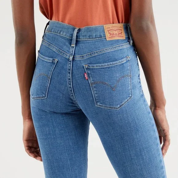 Levi's 314 Shaping Straight Jeans High Rise Waisted Slim Long Denim Jeans - 26 - Picture 3 of 13